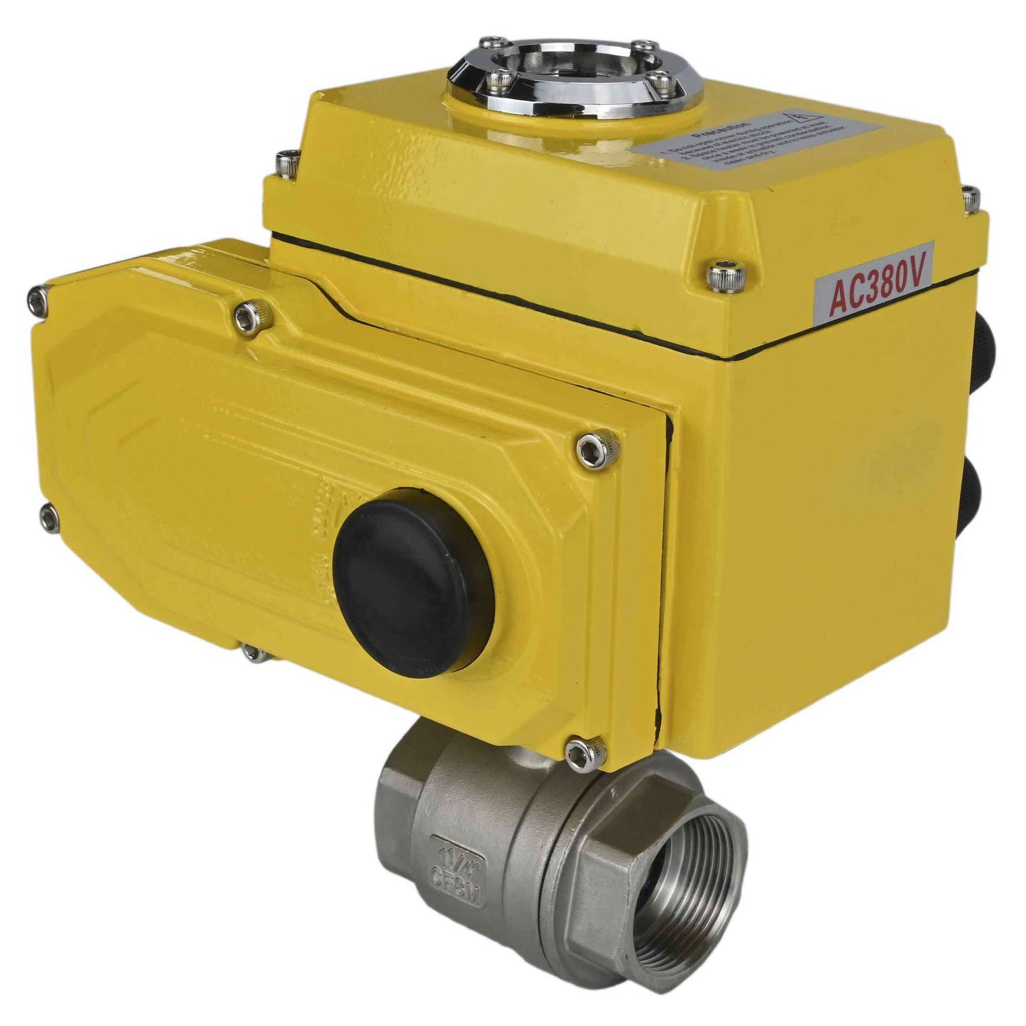 Stainless steel ball valve DNOVA BVMP.316.230-ISO PSI914, body material - stainless steel AISI 316, ball material - stainless steel AISI 316, seal - PTFE, threaded, quarter-turn electric actuator DNOVA-380 V