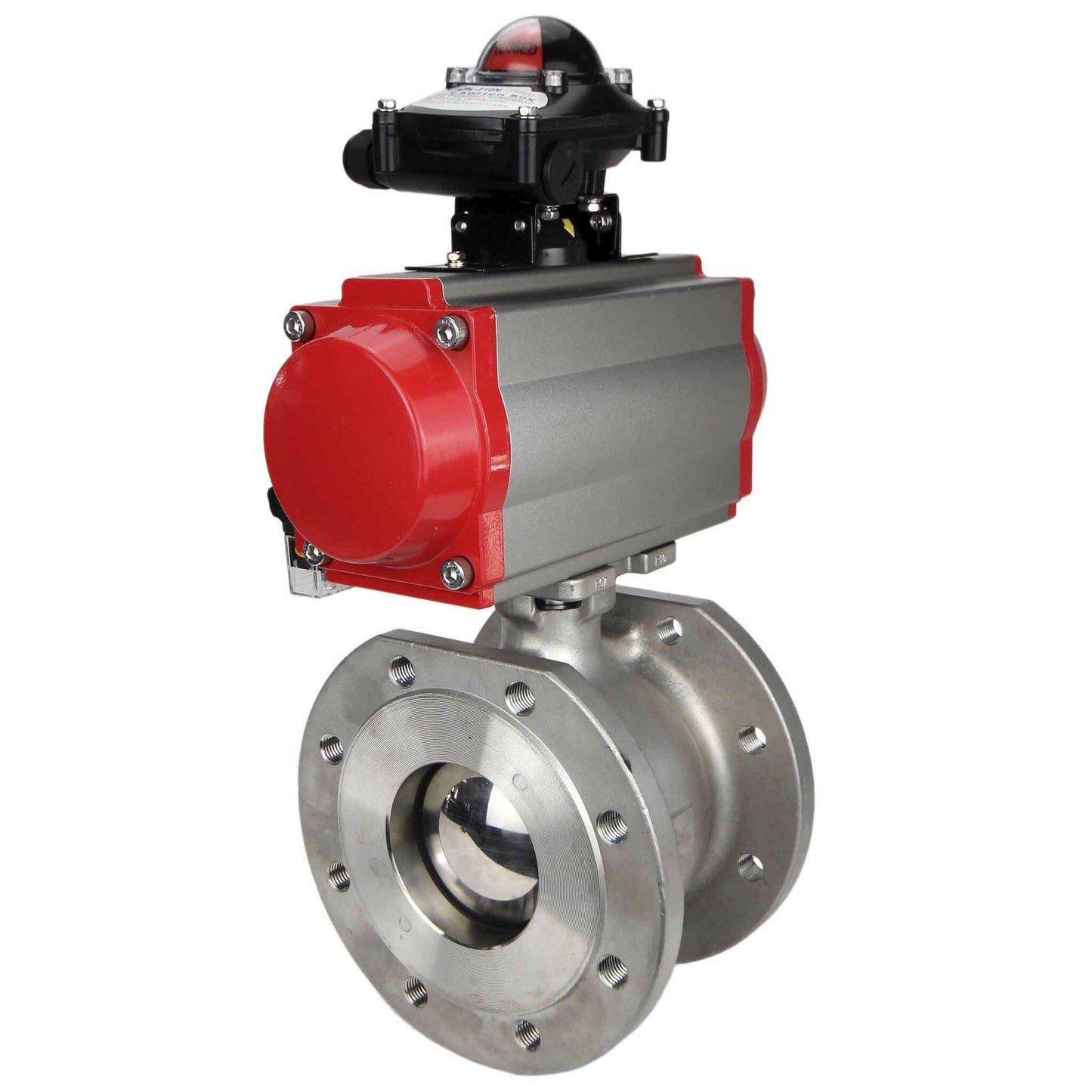 Stainless steel ball valve DNOVA kchmfp-DNOVA-da-4m310-24v-apl-210n, body material - stainless steel AISI 316, ball material - stainless steel AISI 316, seal - PTFE, pneumatic actuator operated