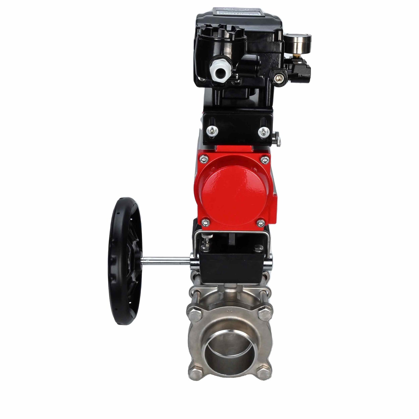صمام كروي من الفولاذ المقاوم للصدأ DNOVA kshpp-316200-da-yt1000rsi-hdm، مادة الجسم - الفولاذ المقاوم للصدأ AISI 316، مادة الكرة - الفولاذ المقاوم للصدأ AISI 316، الختم - PTFE، مشغل هوائي.