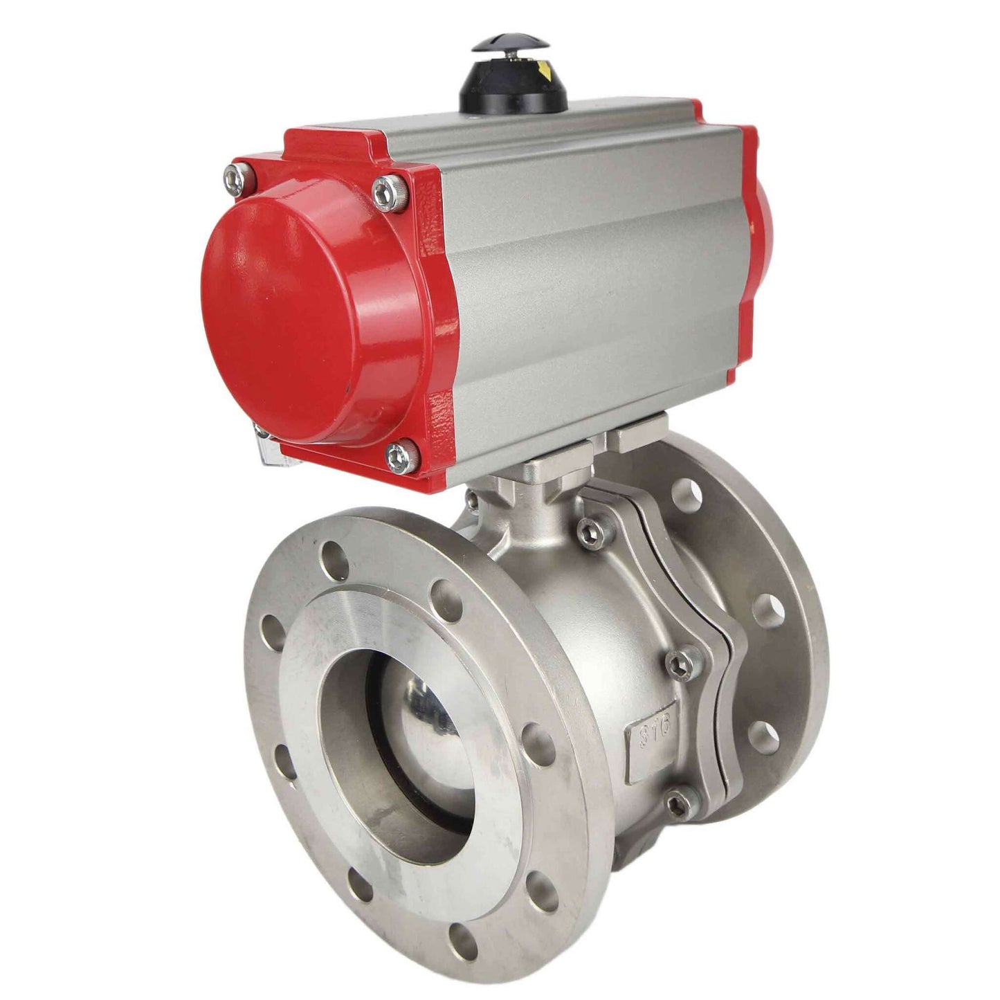 Stainless steel ball valve DNOVA kchfp-DNOVA-da-4m310-24v, body material - stainless steel AISI 316, ball material - stainless steel AISI 316, seal - PTFE, pneumatic actuator operated