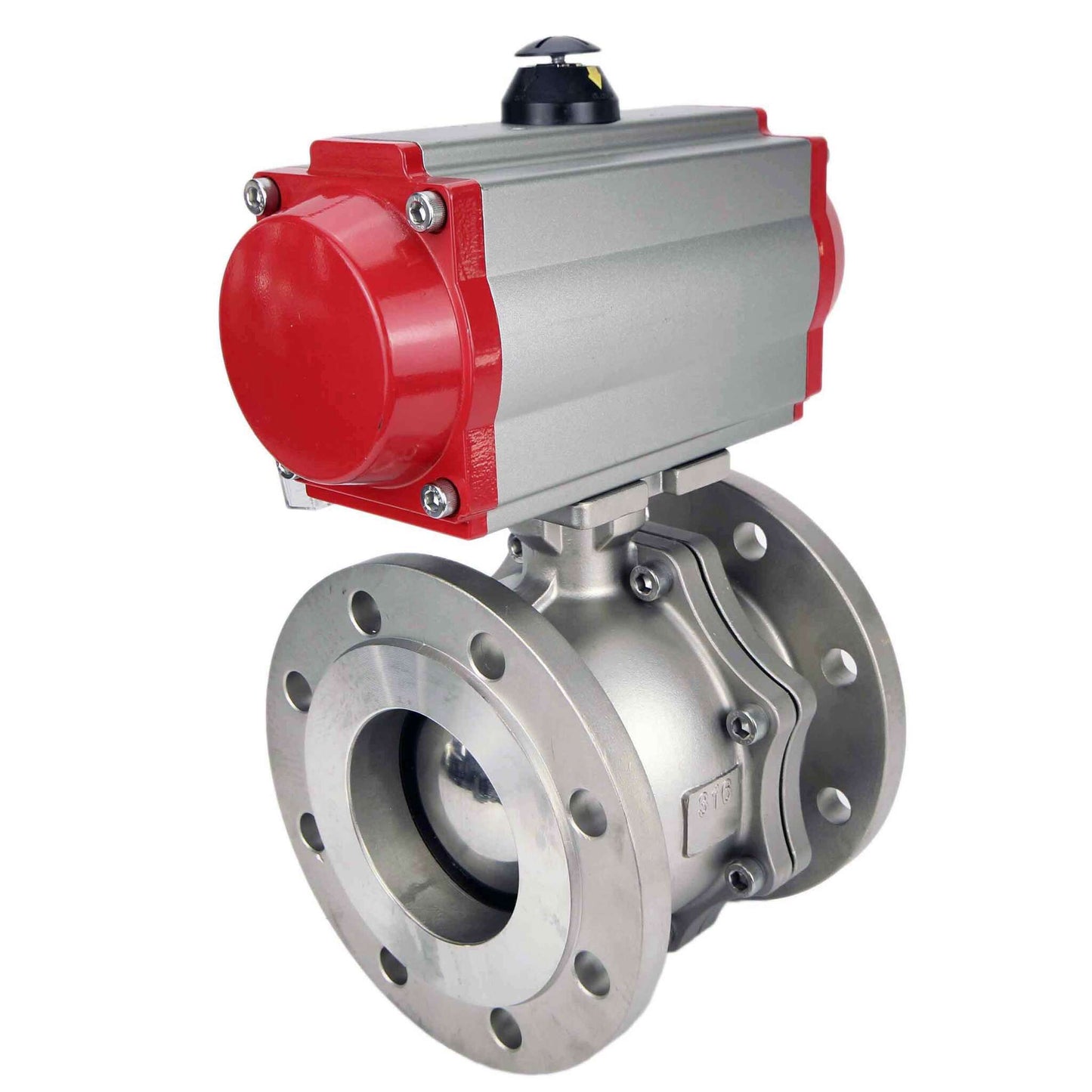 Stainless steel ball valve DNOVA kchfp-DNOVA-sa-4m310-24v, body material - stainless steel AISI 316, ball material - stainless steel AISI 316, seal - PTFE, pneumatic actuator operated