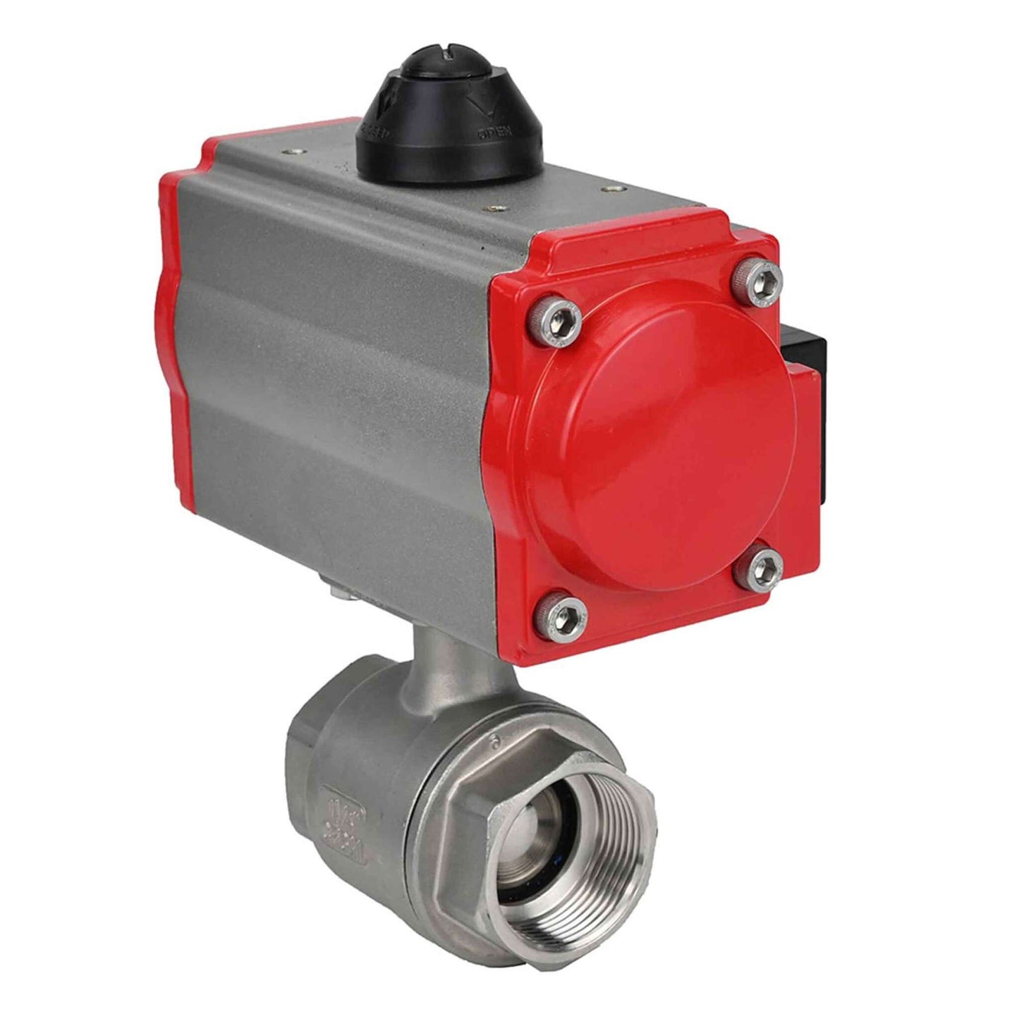 Stainless steel ball valve DNOVA kshmp316-DNOVA-da-4m310-24v, body material - stainless steel AISI 316, ball material - stainless steel AISI 316, seal - PTFE, pneumatic actuator operated