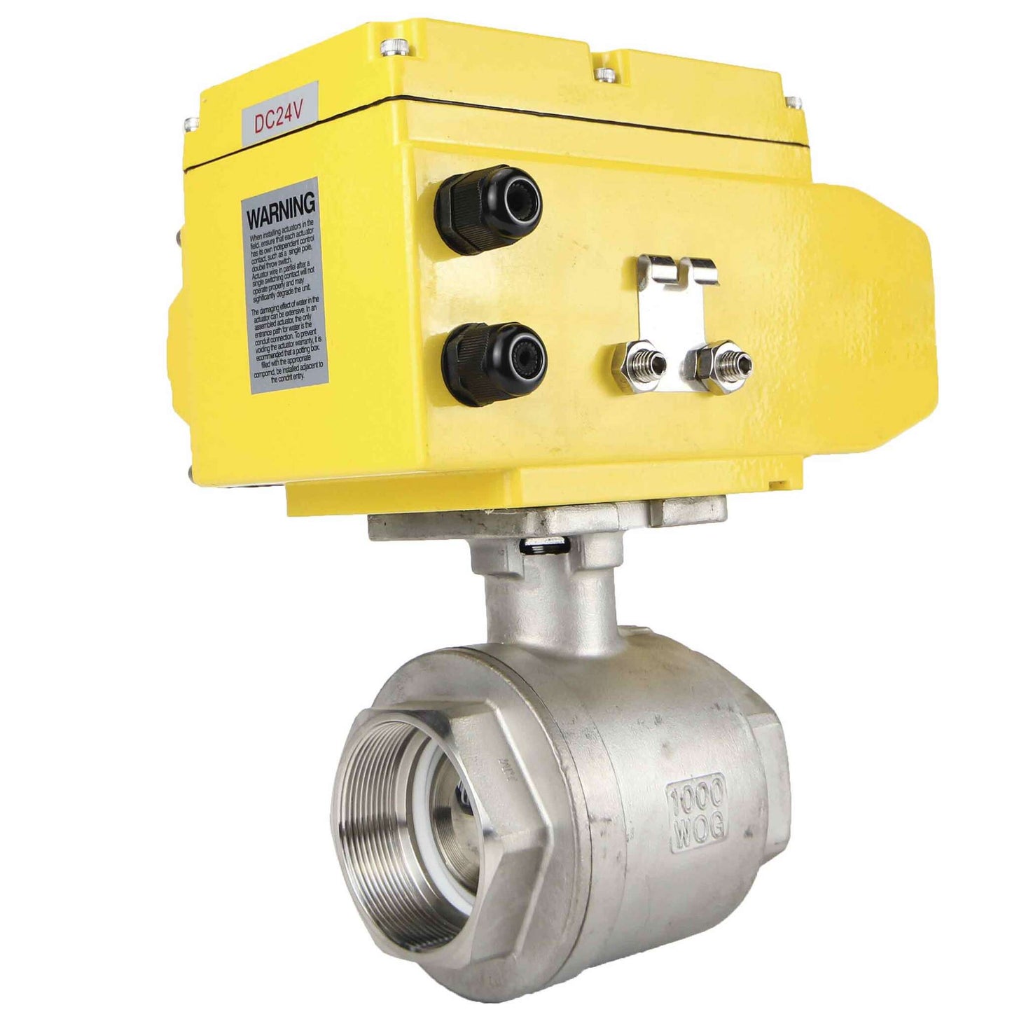 Stainless steel ball valve DNOVA kshmp316-DNOVA-24, body material - stainless steel AISI 316, ball material - stainless steel AISI 316, seal - PTFE, electric actuator operated