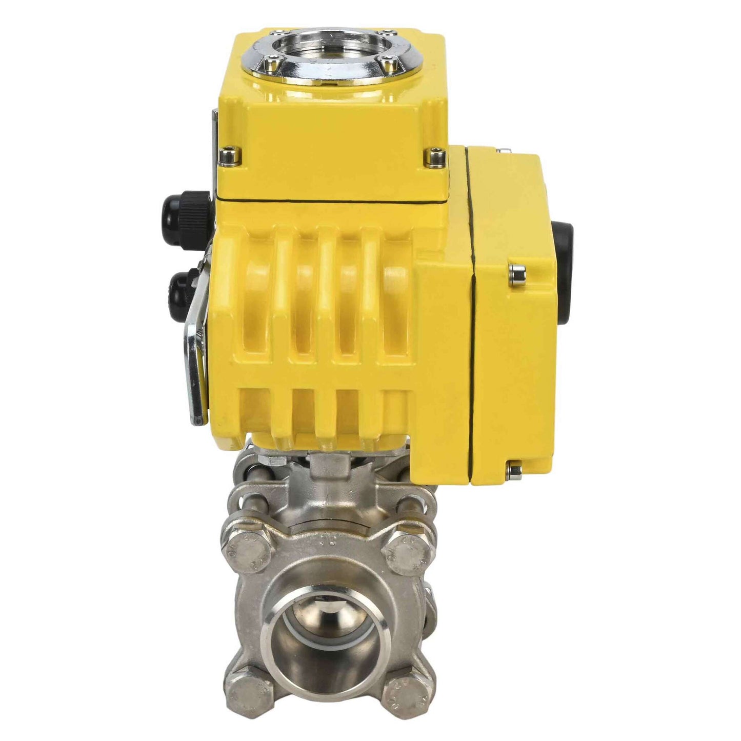 Stainless steel ball valve DNOVA kshpp-316200-DNOVA-380v, body material - stainless steel AISI 316, ball material - stainless steel AISI 316, seal - PTFE, electric actuator operated
