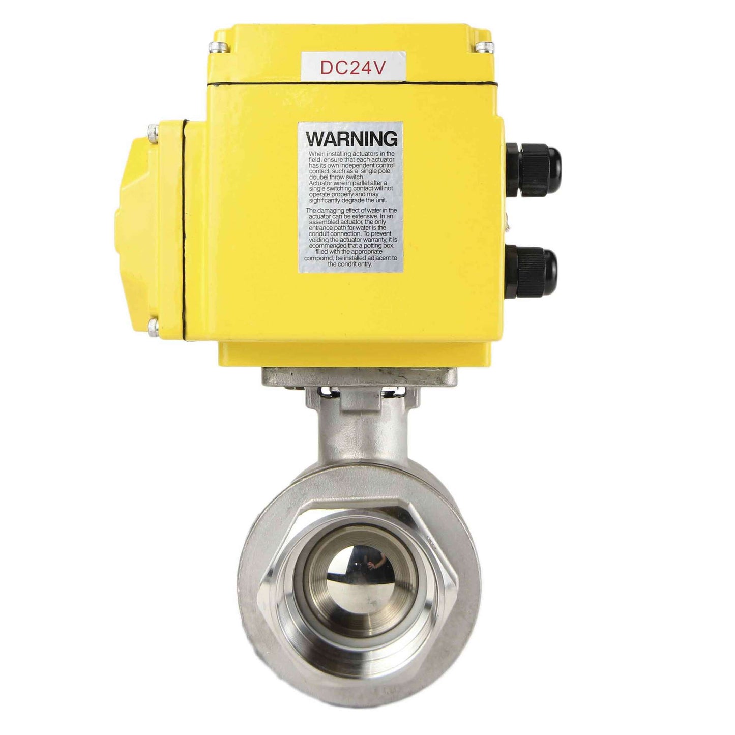 Stainless steel ball valve DNOVA kshmp316-DNOVA-24, body material - stainless steel AISI 316, ball material - stainless steel AISI 316, seal - PTFE, electric actuator operated