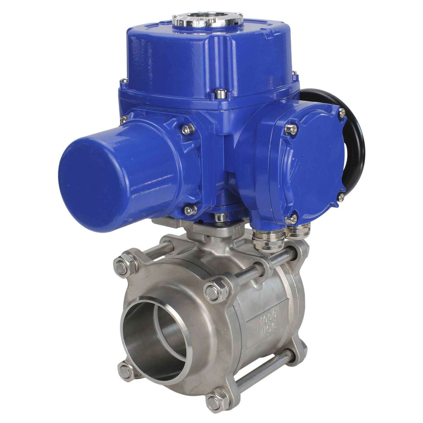 Válvula de bola de acero inoxidable DNOVA BVPP 316.200-ISO PSI914 SS316 paso completo, para soldar, material del cuerpo - acero inoxidable, actuador eléctrico de cuarto de vuelta DNOVA QT-W (M) 380 V