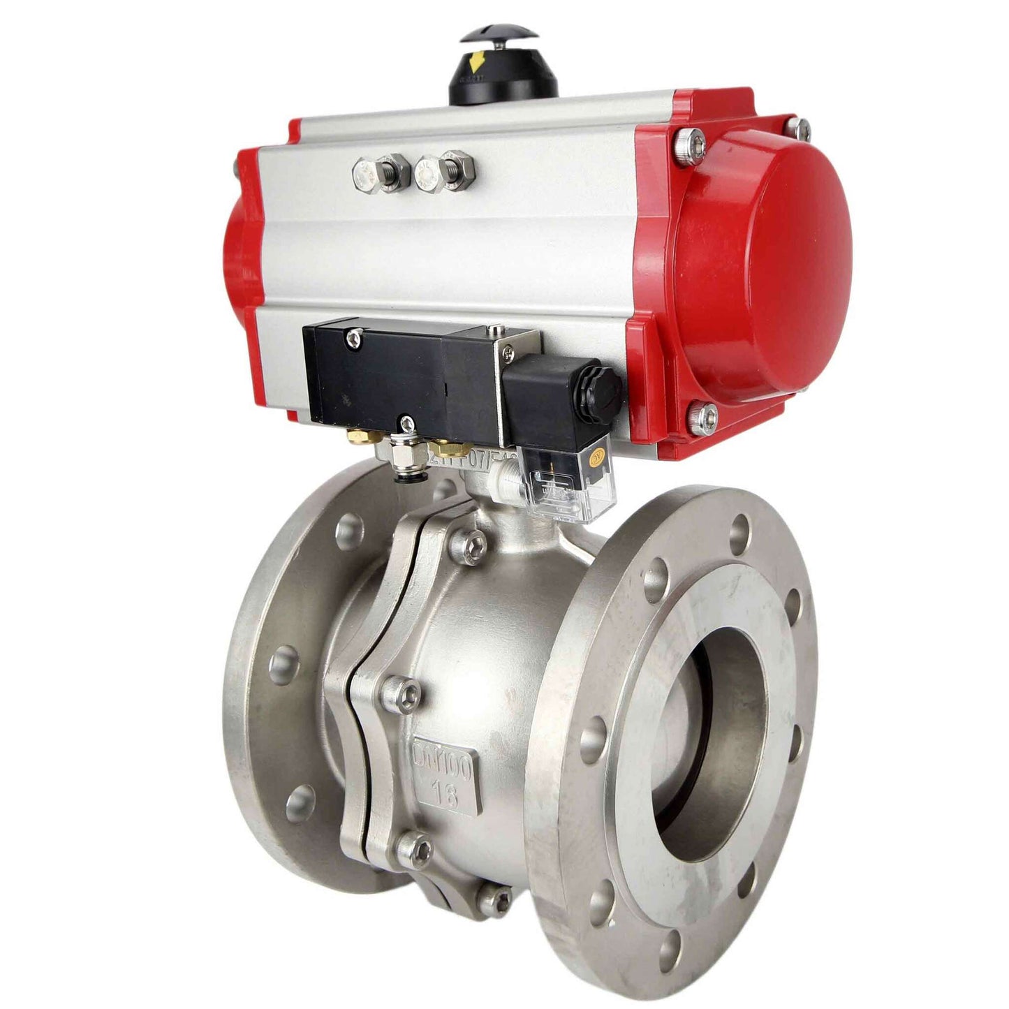 Stainless steel ball valve DNOVA kchfp-DNOVA-da-4m310-110/220v, body material - stainless steel AISI 316, ball material - stainless steel AISI 316, seal - PTFE, pneumatic actuator operated