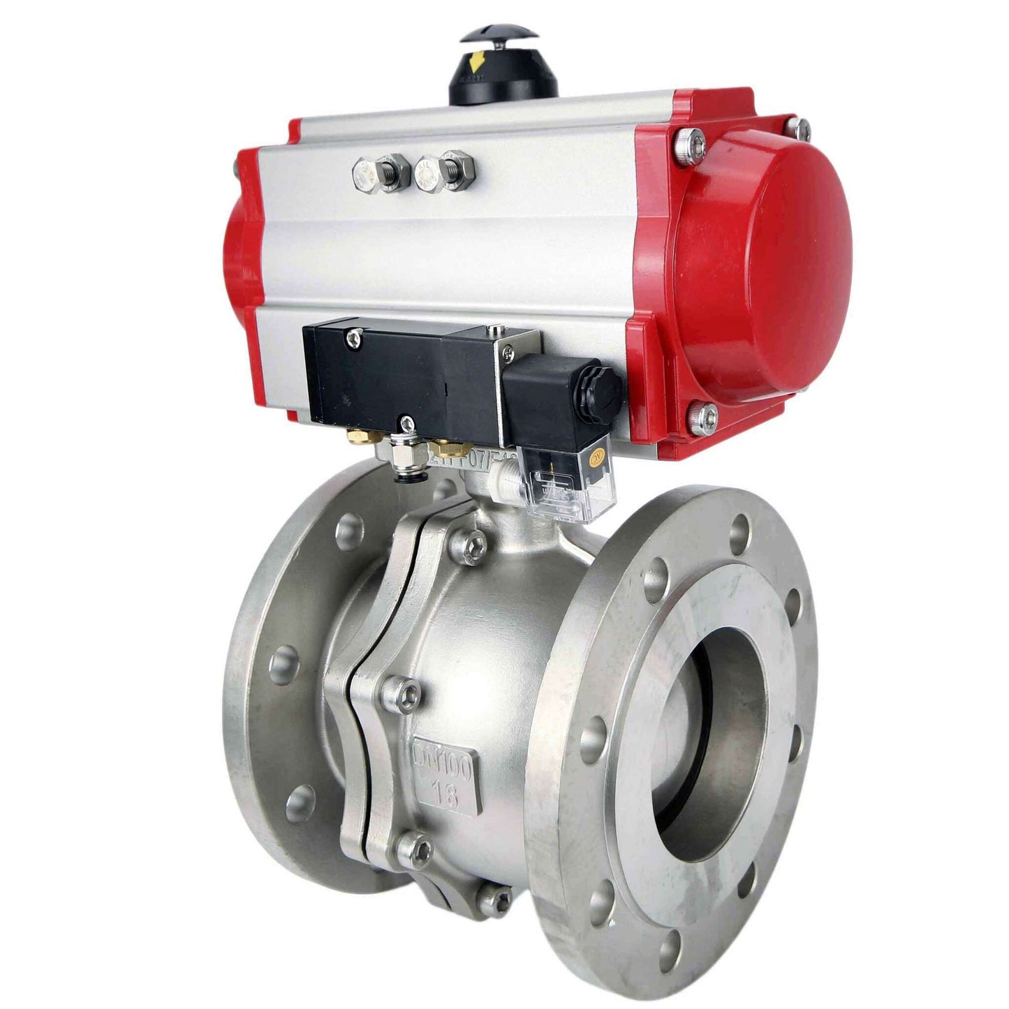 Stainless steel ball valve DNOVA kchfp-DNOVA-sa-4m310-110/220v, body material - stainless steel AISI 316, ball material - stainless steel AISI 316, seal - PTFE, pneumatic actuator operated