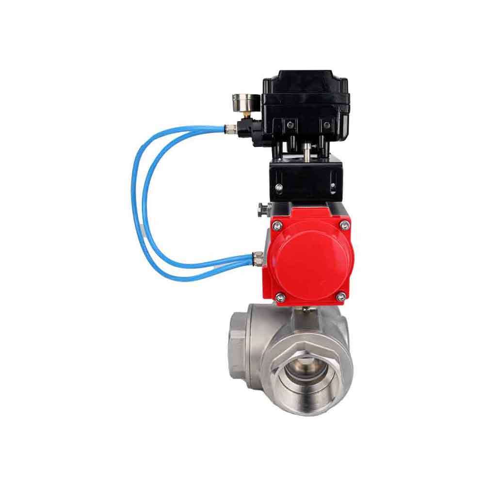 Stainless steel ball valve DNOVA 3h-l-rpss316200mm-iso-pnevpr-da-epp-boz, body material - stainless steel AISI 316, ball material - stainless steel AISI 316, seal - PTFE, pneumatic actuator operated