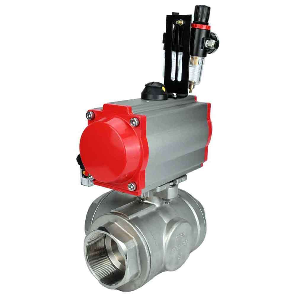 Válvula de bola de acero inoxidable DNOVA 3h-l-rpss316200mm-iso-pnevpr-sa-rasp-110/220v-atu, material del cuerpo: acero inoxidable AISI 316, material de la bola: acero inoxidable AISI 316, junta: PTFE, accionamiento por actuador neumático.