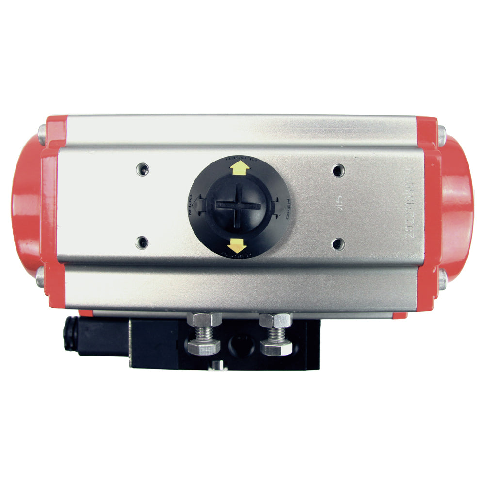 Stainless steel ball valve DNOVA 3h-l-rpss316200mm-iso-pnevpr-sa-rasp-24v, body material - stainless steel AISI 316, ball material - stainless steel AISI 316, seal - PTFE, pneumatic actuator operated