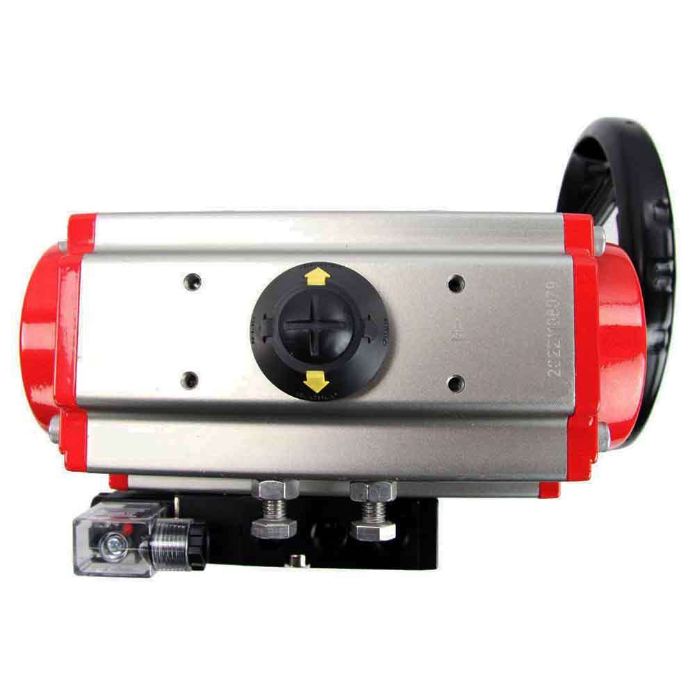 Stainless steel ball valve DNOVA 3h-l-rpss316200mm-iso-pnevpr-da-rasp-110/220v-hdm, body material - stainless steel AISI 316, ball material - stainless steel AISI 316, seal - PTFE, pneumatic actuator operated