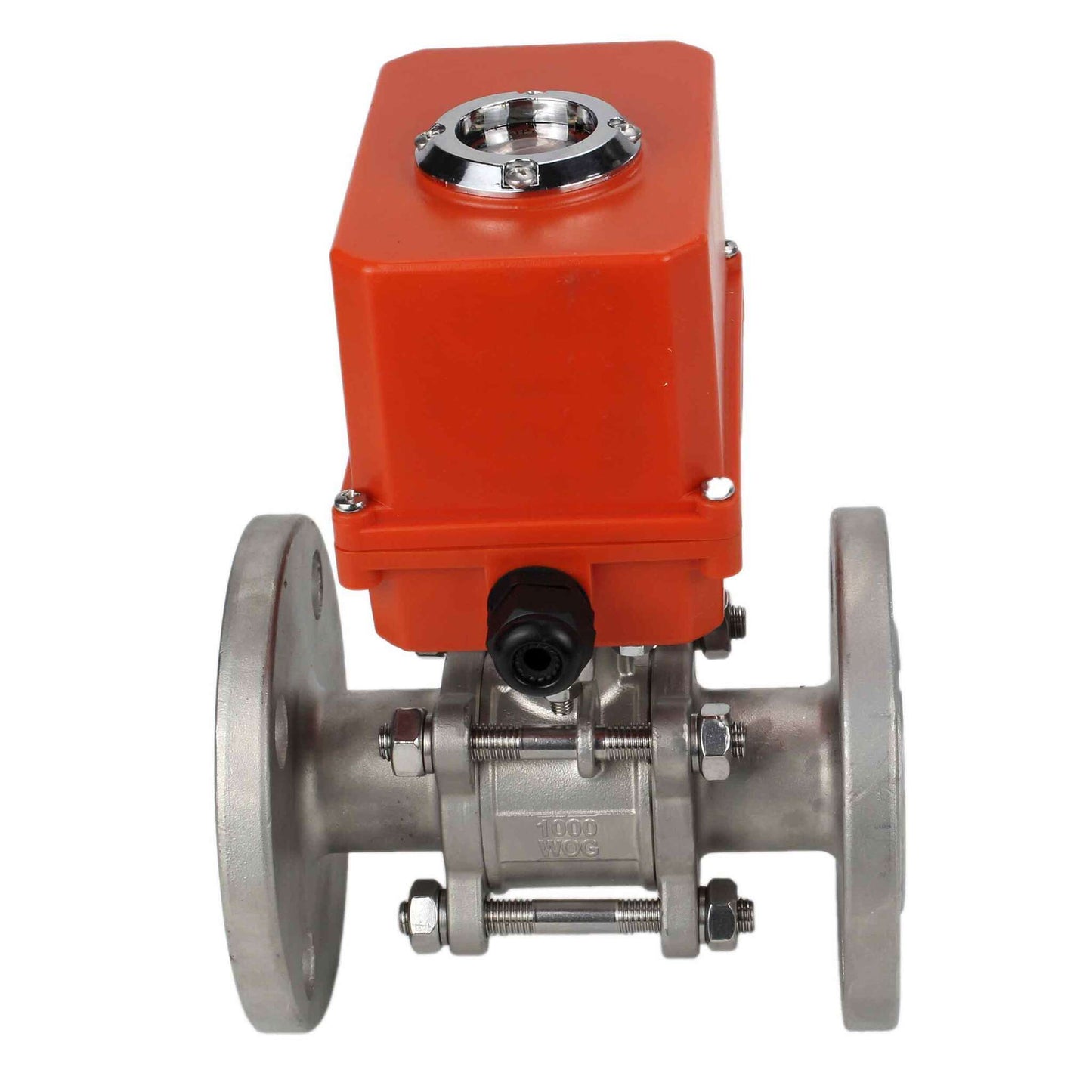 Stainless steel ball valve DNOVA ksfpt-316-180-110/220v, body material - stainless steel AISI 316, ball material - stainless steel AISI 316, seal - PTFE, electric actuator operated