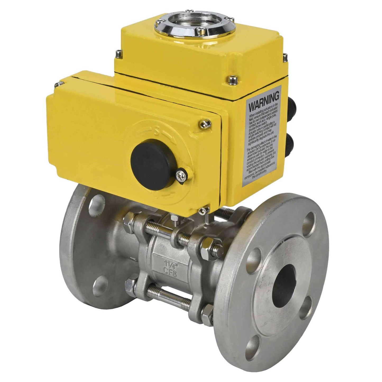 Stainless steel ball valve DNOVA ksfpt-316-180-24v, body material - stainless steel AISI 316, ball material - stainless steel AISI 316, seal - PTFE, electric actuator operated