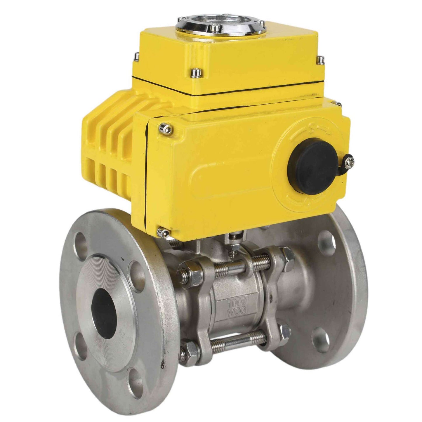 Stainless steel ball valve DNOVA ksfpt-316-180-110/220v, body material - stainless steel AISI 316, ball material - stainless steel AISI 316, seal - PTFE, electric actuator operated