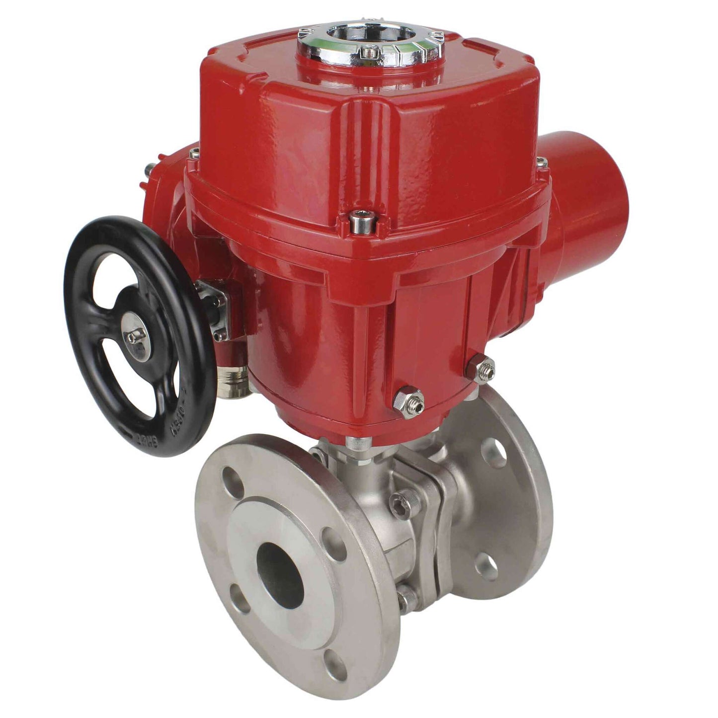 Válvula de bola de acero inoxidable DNOVA BVFP.316.200, material del cuerpo: acero inoxidable AISI 316, paso completo, bridada, con actuador eléctrico de cuarto de vuelta DNOVA QT-W (M) EX 380V