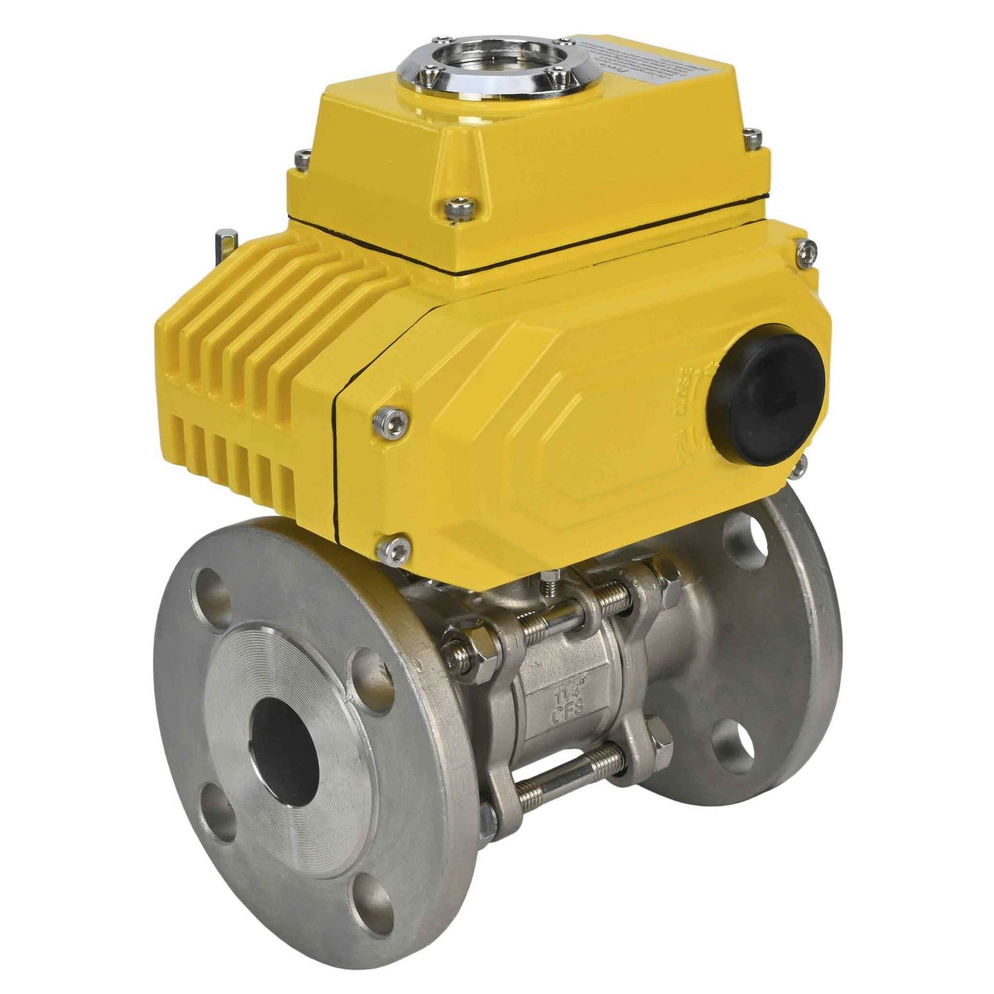 Stainless steel ball valve DNOVA ksfpt-316-180-380v, body material - stainless steel AISI 316, ball material - stainless steel AISI 316, seal - PTFE, electric actuator operated