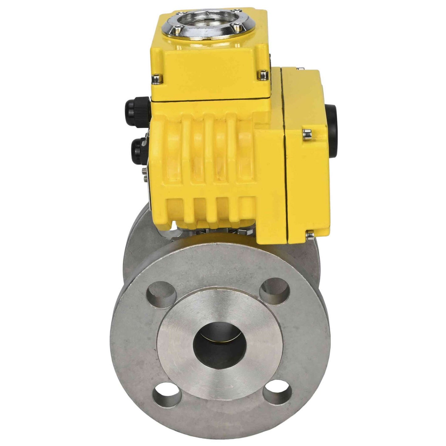 Válvula de bola de acero inoxidable DNOVA BV3232P-FP-F, material del cuerpo - acero inoxidable AISI 316, sello - PTFE, paso completo, brida, actuador eléctrico DNOVA 24 V