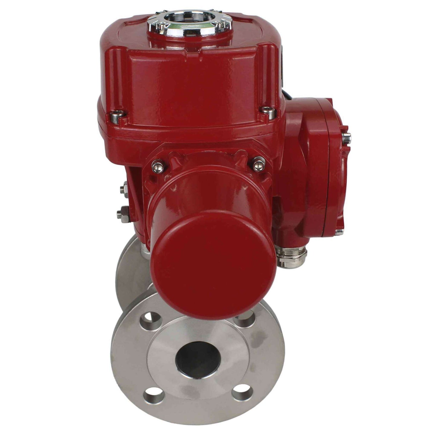 Válvula de bola de acero inoxidable DNOVA BVFP.316.200, material del cuerpo: acero inoxidable AISI 316, paso completo, bridada, con actuador eléctrico de cuarto de vuelta DNOVA QT-W (M) EX 380V
