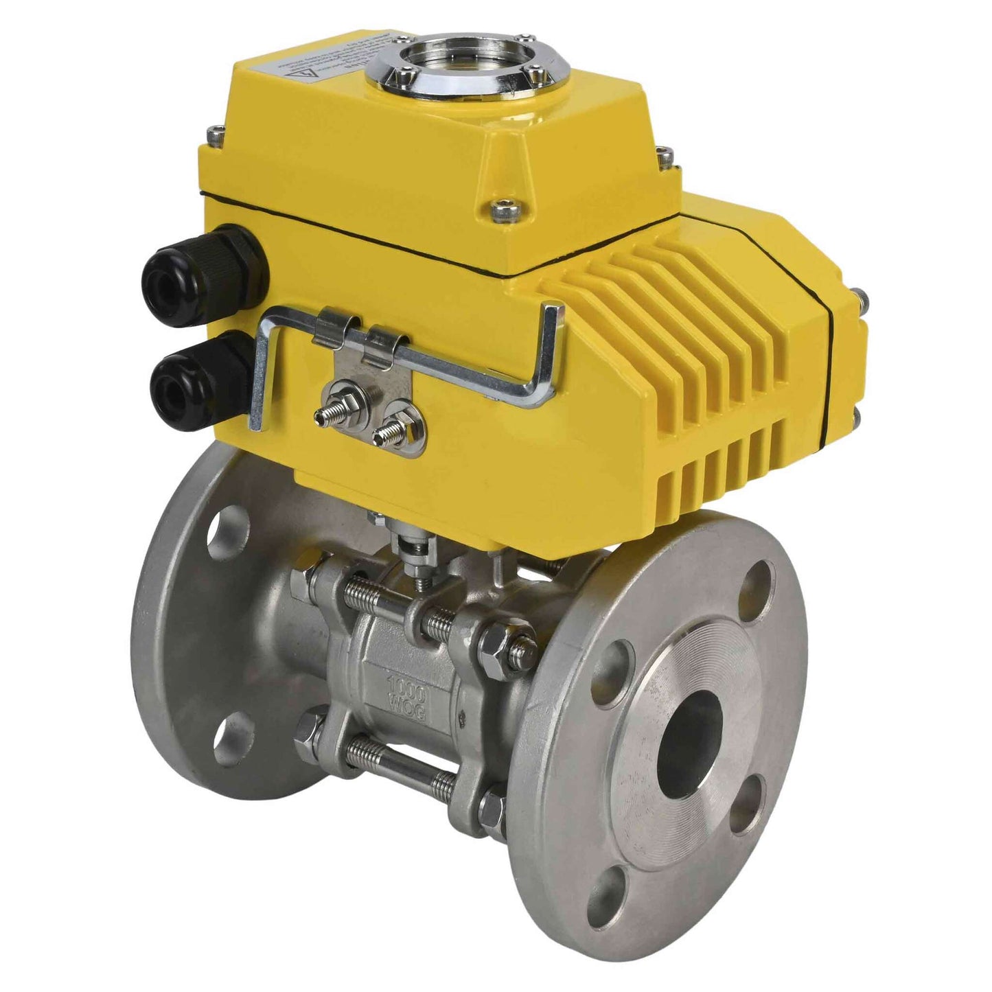 Stainless steel ball valve DNOVA ksfpt-316-180-380v, body material - stainless steel AISI 316, ball material - stainless steel AISI 316, seal - PTFE, electric actuator operated