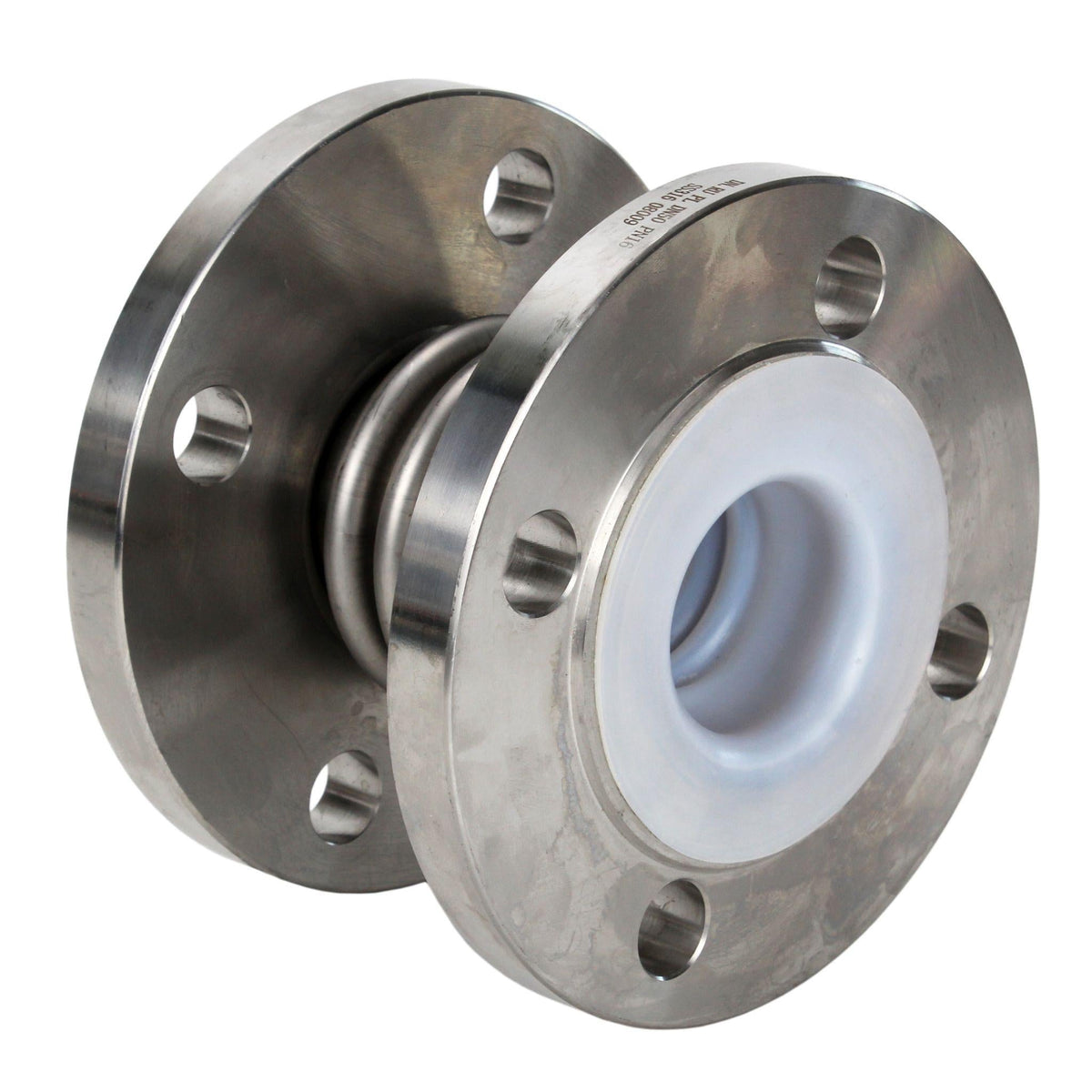 Compensateur axial de soufflets DNOVA CB-3232P-F bride, soufflets - acier inoxydable SS316, joint - PTFE, doublé, voyage axial 30 mm