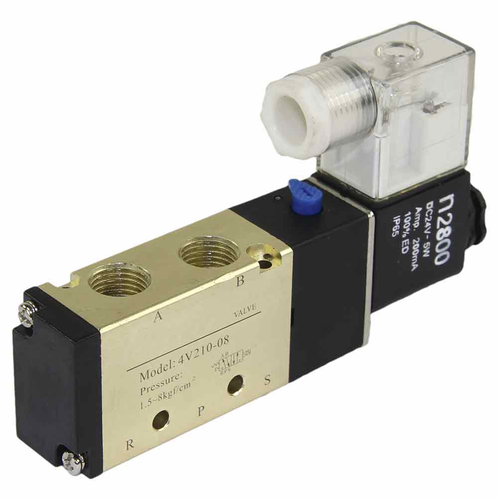 Pneumatic distributor DNOVA 4V210-08 KUOIN, body material - anodized aluminum