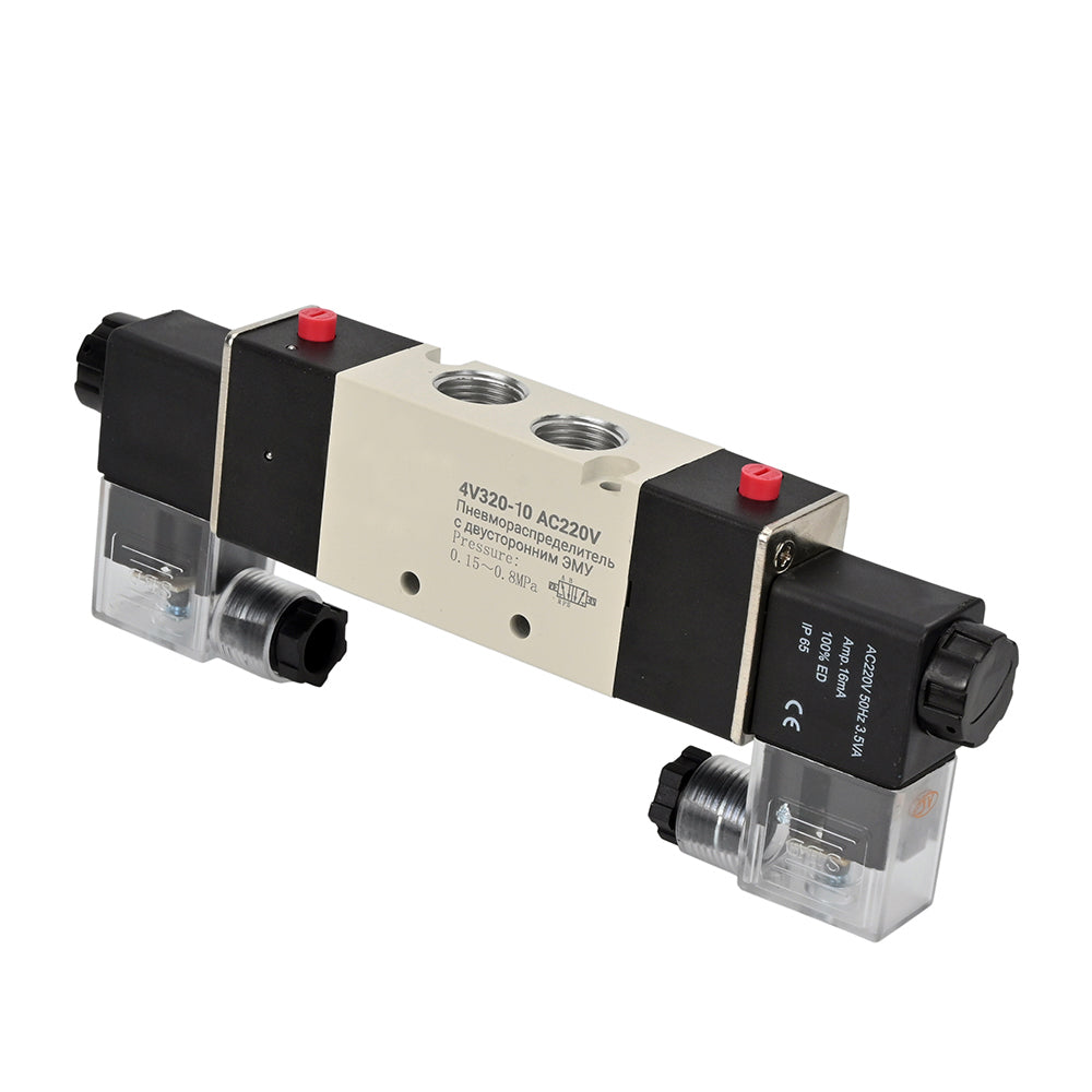 Distribuidor neumático DNOVA 4V320 AC220V, canales de trabajo de 8 mm, con control electromagnético de dos vías