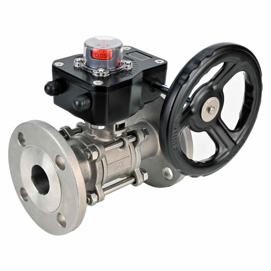 Stainless steel ball valve DNOVA ksfpt-304-180-hgb, body material - stainless steel AISI 304, ball material - stainless steel AISI 304, seal - PTFE, handle operated