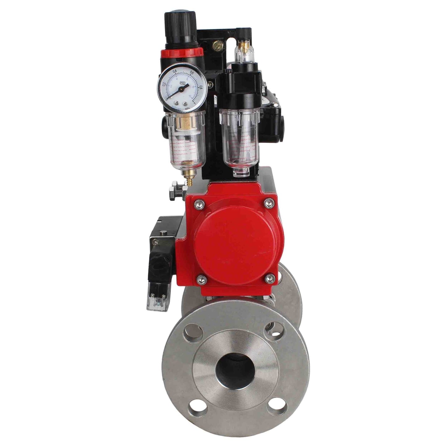 Stainless steel ball valve DNOVA ksfpt-304-180-da-4m310-24v-apl210n-afc2000, body material - stainless steel AISI 304, ball material - stainless steel AISI 304, seal - PTFE, pneumatic actuator operated