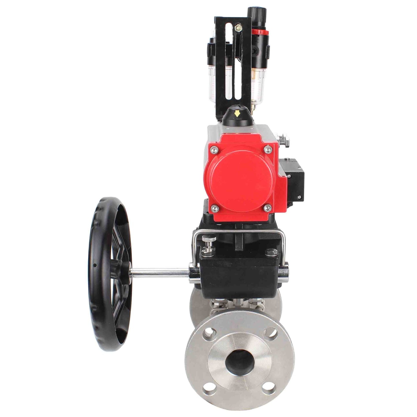 Stainless steel ball valve DNOVA ksfpt-316-180-da-4m310-24v-hdm-afc2000, body material - stainless steel AISI 316, ball material - stainless steel AISI 316, seal - PTFE, pneumatic actuator operated