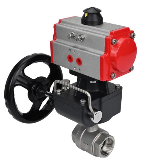Stainless steel ball valve DNOVA kshmp316-DNOVA-da-hdm, body material - stainless steel AISI 316, ball material - stainless steel AISI 316, seal - PTFE, pneumatic actuator operated