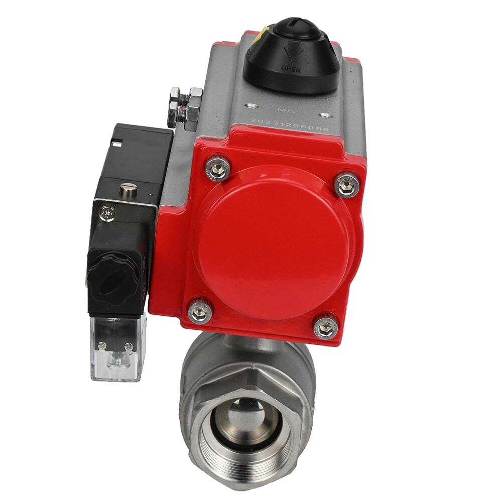 Stainless steel ball valve DNOVA kshmp316-DNOVA-da-4m310-110/220v, body material - stainless steel AISI 316, ball material - stainless steel AISI 316, seal - PTFE, pneumatic actuator operated