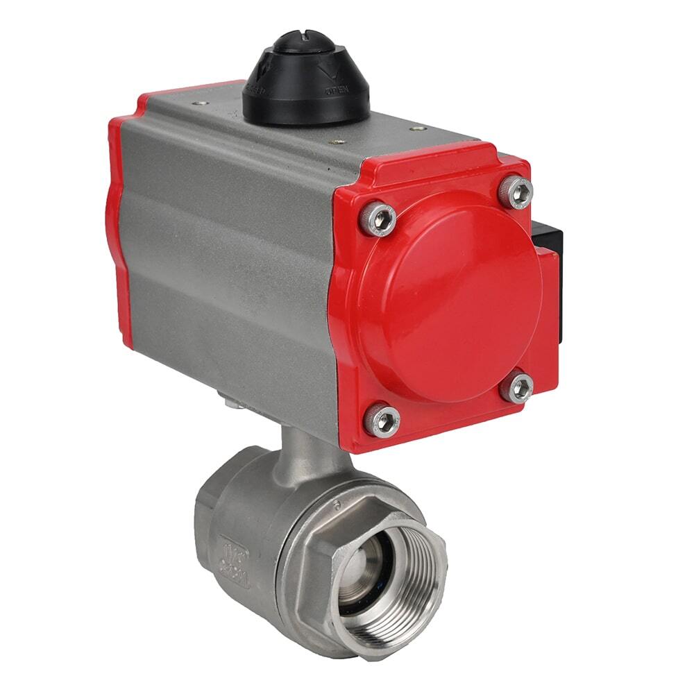 Stainless steel ball valve DNOVA kshmp316-DNOVA-sa-4m310-110/220v, body material - stainless steel AISI 316, ball material - stainless steel AISI 316, seal - PTFE, pneumatic actuator operated