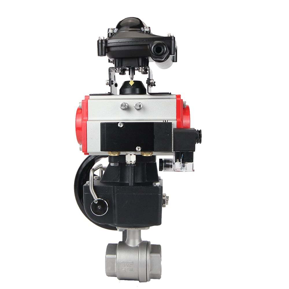 Stainless steel ball valve DNOVA kshmp316-DNOVA-da-4m310-110/220v-apl-210n-hdm, body material - stainless steel AISI 316, ball material - stainless steel AISI 316, seal - PTFE, pneumatic actuator operated