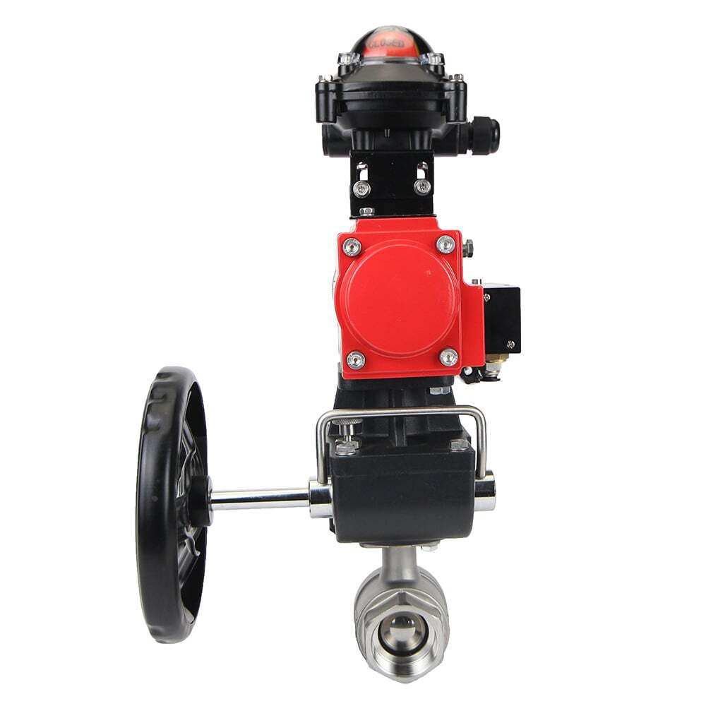 Stainless steel ball valve DNOVA kshmp316-DNOVA-da-4m310-110/220v-apl-210n-hdm, body material - stainless steel AISI 316, ball material - stainless steel AISI 316, seal - PTFE, pneumatic actuator operated