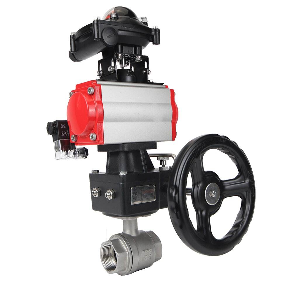 Stainless steel ball valve DNOVA kshmp316-DNOVA-da-4m310-110/220v-apl-210n-hdm, body material - stainless steel AISI 316, ball material - stainless steel AISI 316, seal - PTFE, pneumatic actuator operated