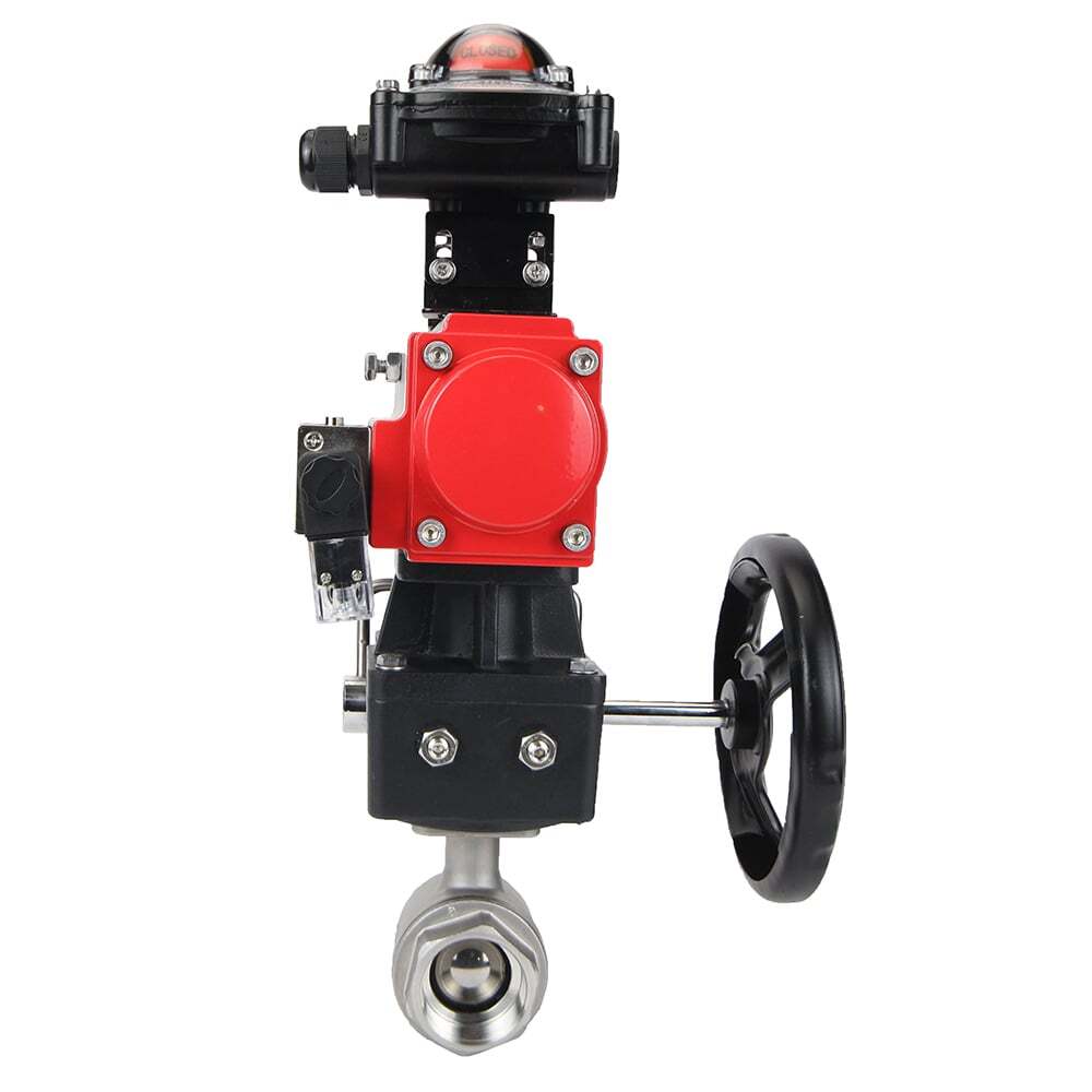 Stainless steel ball valve DNOVA kshmp316-DNOVA-da-4m310-110/220v-apl-210n-hdm, body material - stainless steel AISI 316, ball material - stainless steel AISI 316, seal - PTFE, pneumatic actuator operated