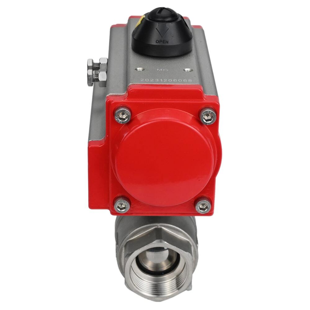 Stainless steel ball valve DNOVA kshmp316-DNOVA-sa, body material - stainless steel AISI 316, ball material - stainless steel AISI 316, seal - PTFE, pneumatic actuator operated