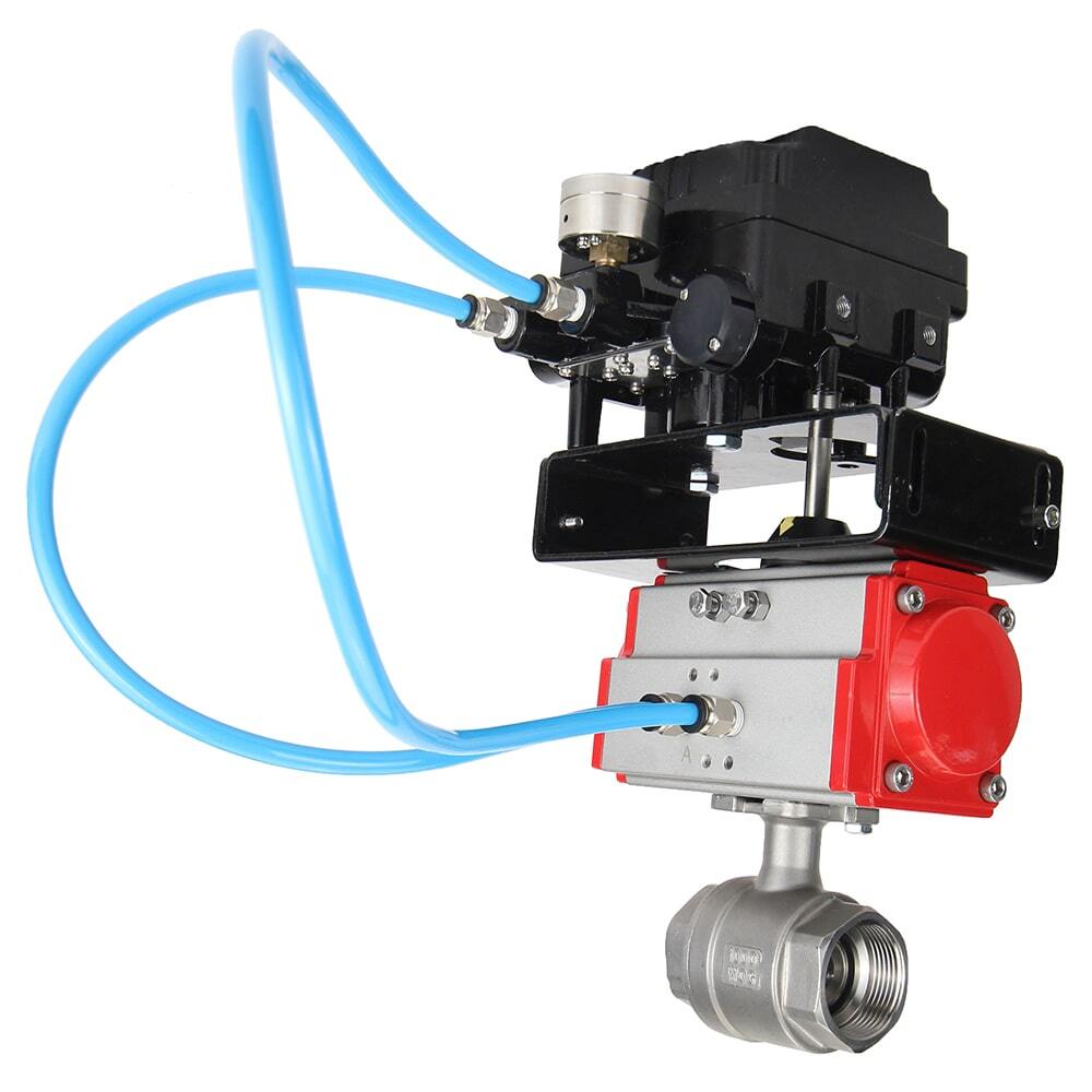 Stainless steel ball valve DNOVA kshmp316-DNOVA-da-yt1000rsn, body material - stainless steel AISI 316, ball material - stainless steel AISI 316, seal - PTFE, pneumatic actuator operated