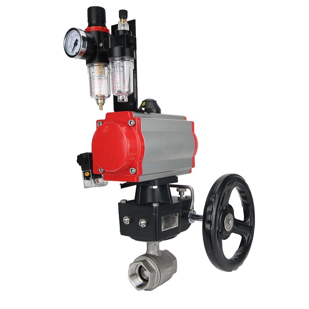 Válvula de bola de acero inoxidable DNOVA kshmp316-DNOVA-da-4m310-24-hdm-afc2000, material del cuerpo: acero inoxidable AISI 316, material de la bola: acero inoxidable AISI 316, junta: PTFE, accionamiento neumático.