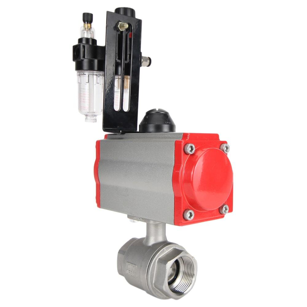 Válvula de bola de acero inoxidable DNOVA kshmp316-DNOVA-da-4m310-110/220-afc2000, material del cuerpo: acero inoxidable AISI 316, material de la bola: acero inoxidable AISI 316, junta: PTFE, accionamiento neumático.