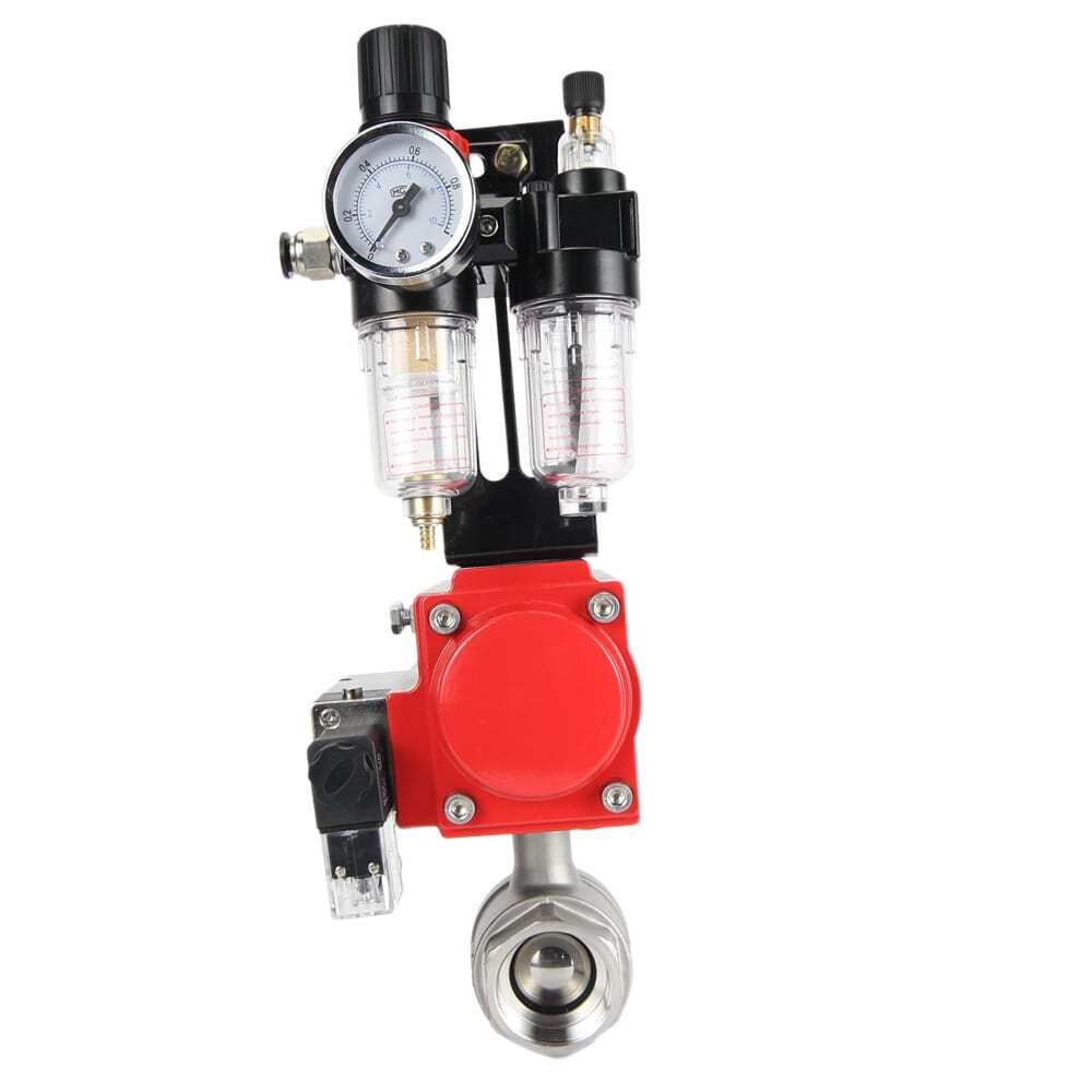 Válvula de bola de acero inoxidable DNOVA kshmp316-DNOVA-da-4m310-110/220-afc2000, material del cuerpo: acero inoxidable AISI 316, material de la bola: acero inoxidable AISI 316, junta: PTFE, accionamiento neumático.