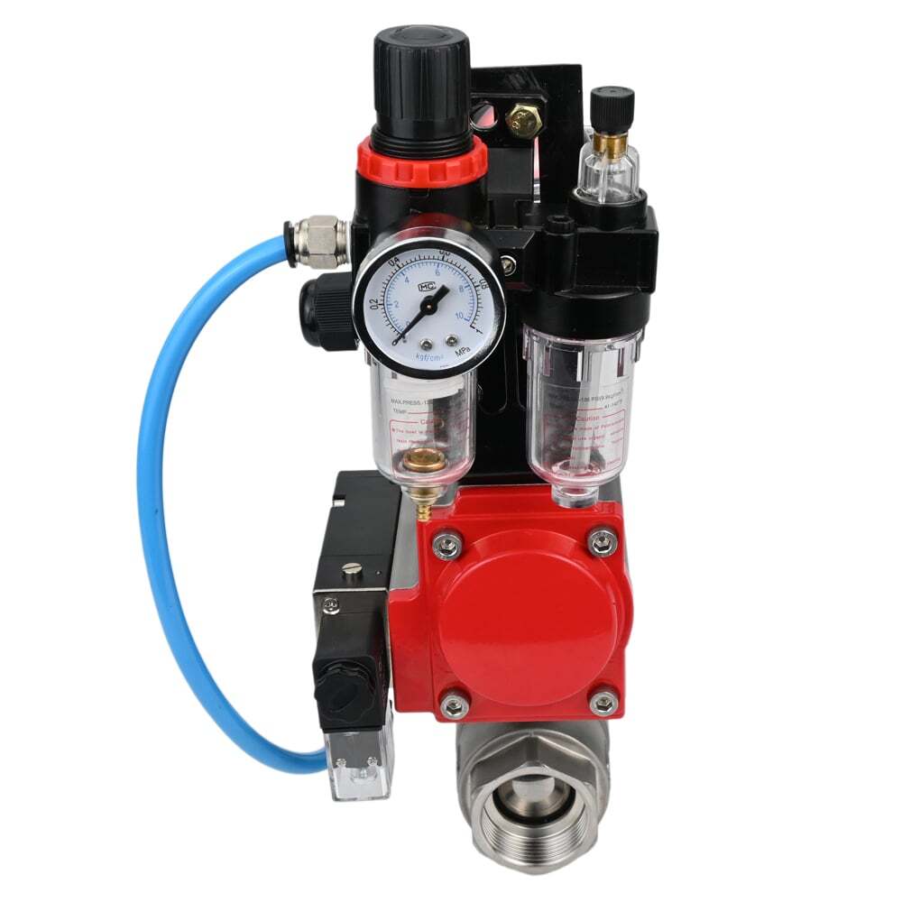 Válvula de bola de acero inoxidable DNOVA kshmp316-DNOVA-sa-4m310-24-apl210n-afc2000, material del cuerpo: acero inoxidable AISI 316, material de la bola: acero inoxidable AISI 316, junta: PTFE, accionamiento neumático.