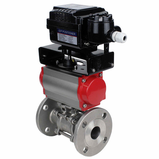 Stainless steel ball valve DNOVA ksfpt-316-180-da-yt1000rsi, body material - stainless steel AISI 316, ball material - stainless steel AISI 316, seal - PTFE, pneumatic actuator operated