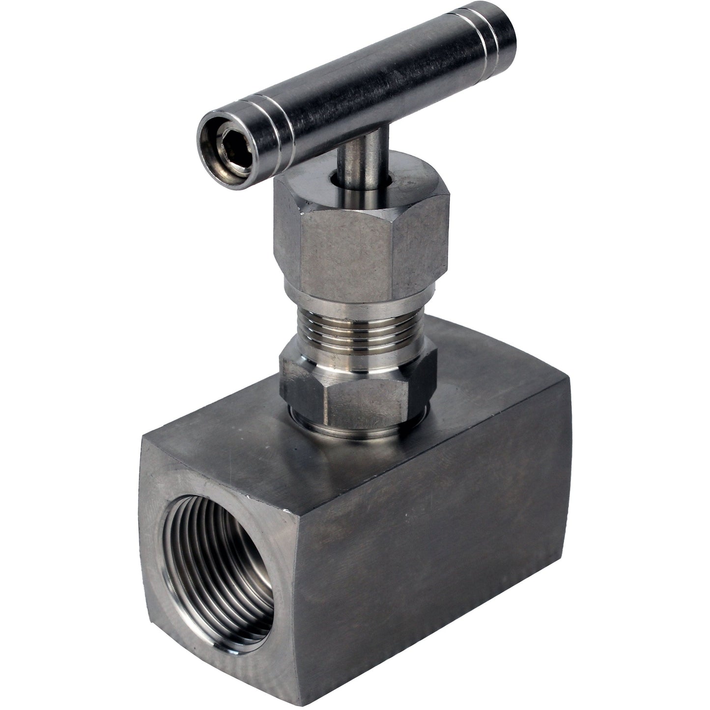 DNOVA VN32M-T-Ht threaded needle valve, body - stainless steel 316, seal - metal, with T-handle