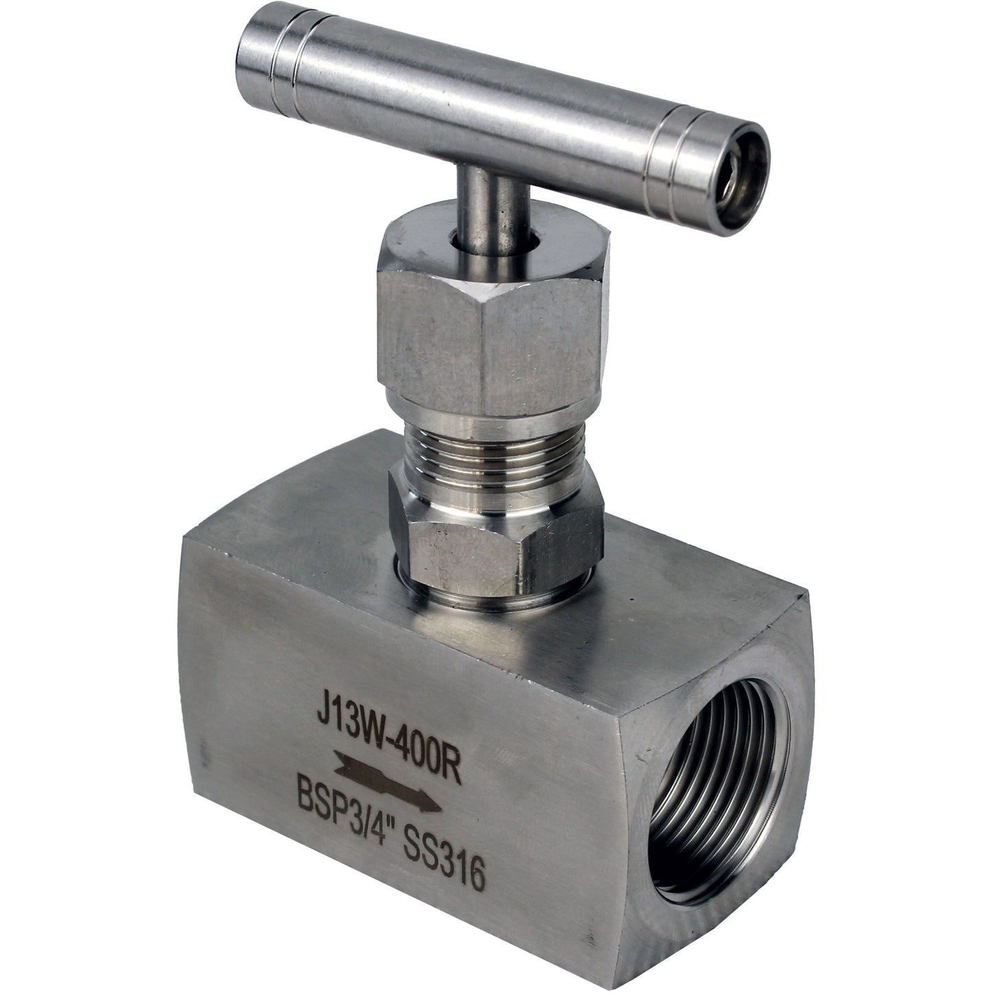 DNOVA VN32M-T-Ht threaded needle valve, body - stainless steel 316, seal - metal, with T-handle