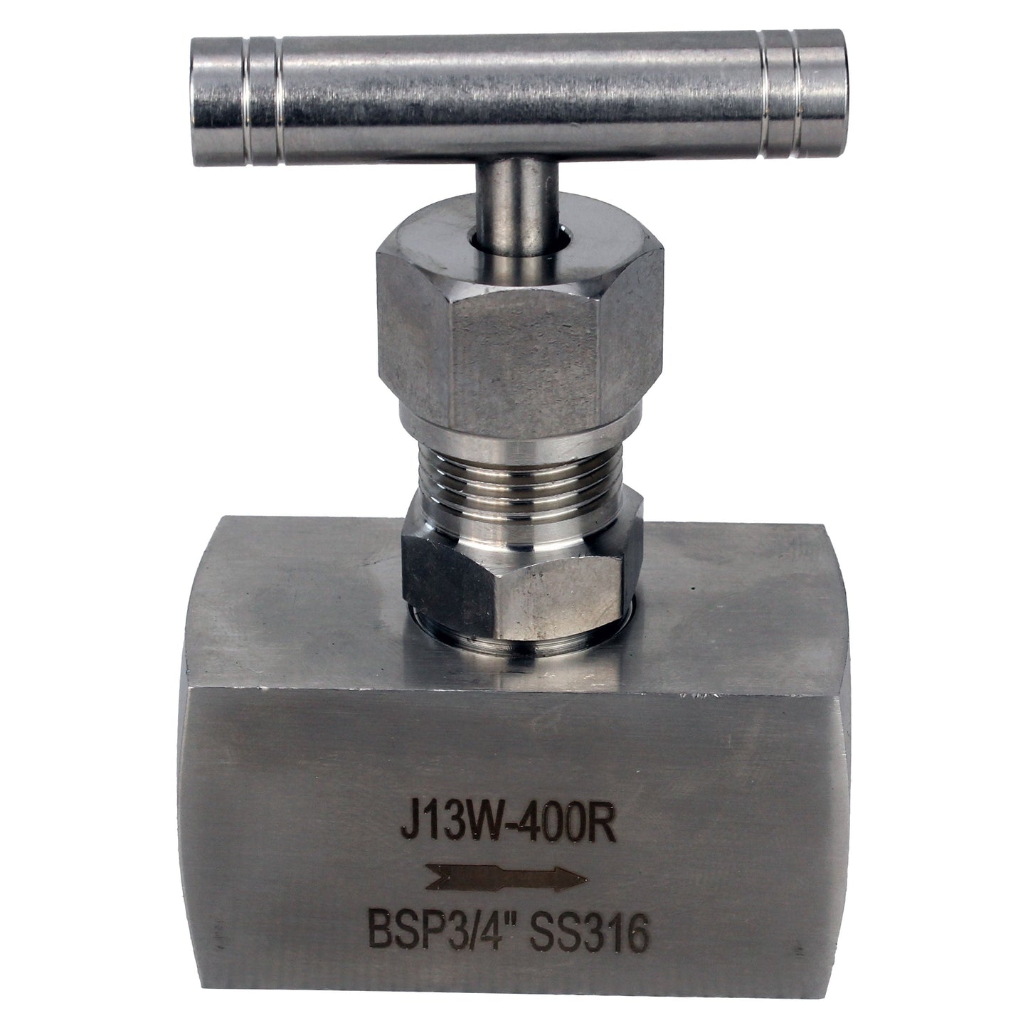 DNOVA VN32M-T-Ht threaded needle valve, body - stainless steel 316, seal - metal, with T-handle