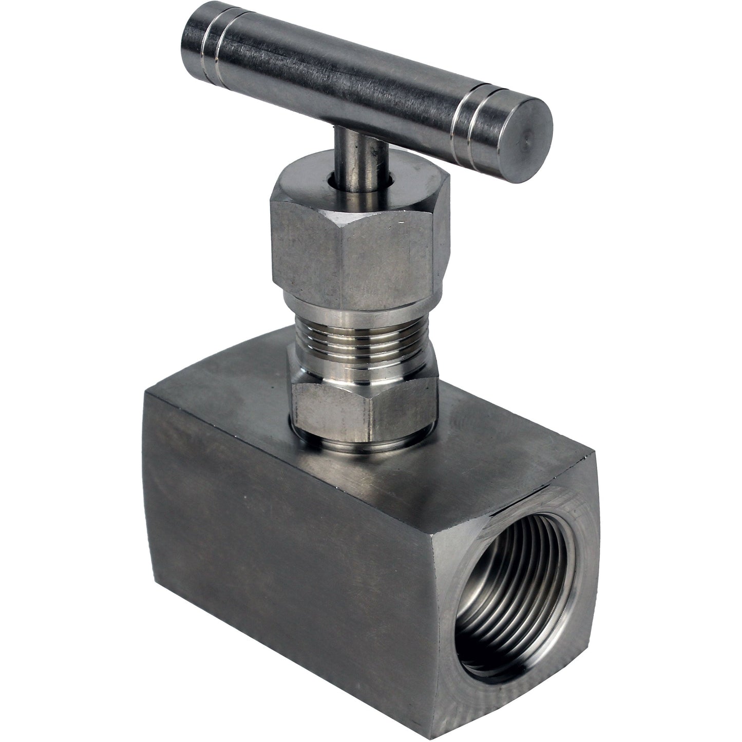 DNOVA VN32M-T-Ht threaded needle valve, body - stainless steel 316, seal - metal, with T-handle
