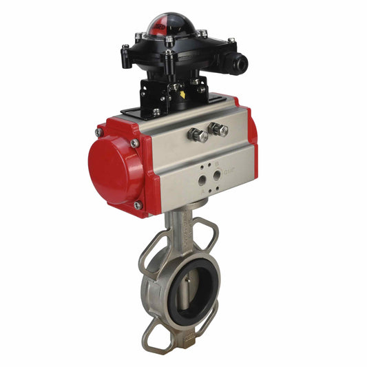 Water Butterfly Valve DNOVA 316l-viton-da-apl210n, body material - stainless steel AISI 316L, disk material - stainless steel AISI 316L, seal - VITON, pneumatic actuator operated