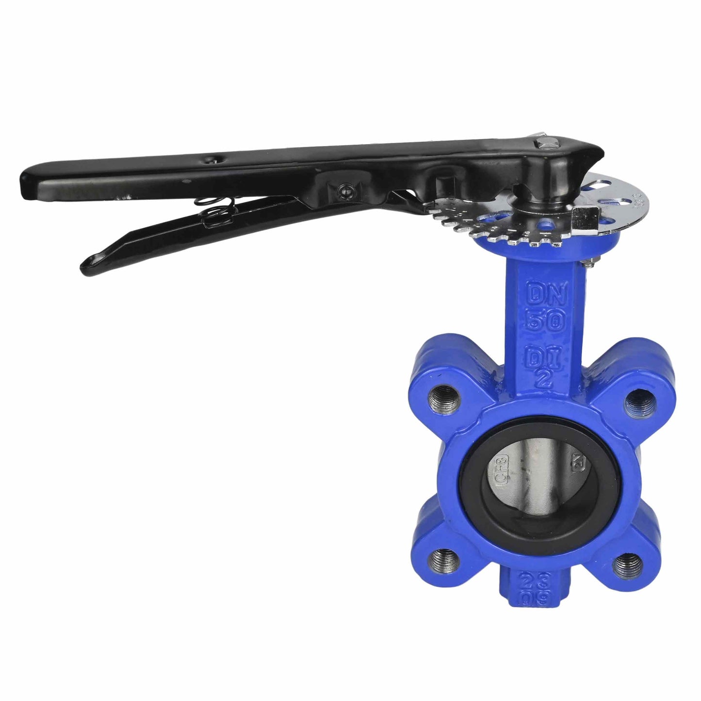 Válvula de mariposa de agua DNOVA WBV1631N-2W-Fb-H, material del cuerpo - fundición QT450, material del disco - acero inoxidable AISI 304, sello - NBR, manija